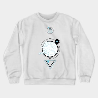 Peony flower, graphic drawing, sketch with geometric details Crewneck Sweatshirt